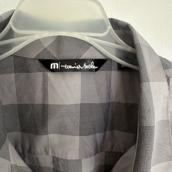 Travis Mathew Button Down Shirt Men's Gray plaid Long Sleeve performance stretch - Picture 3 of 6